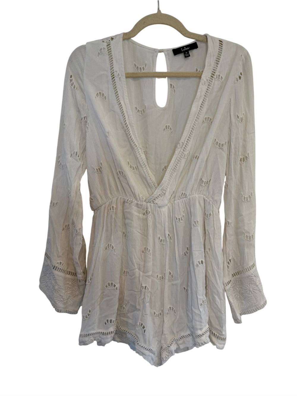Lulu's White Embroidered V-Neck Tunic Romper